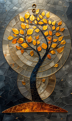 Картина Золотое дерево - Искусственый Интеллект 