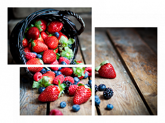 Картина Корзинка с ягодами - Из трех частей 