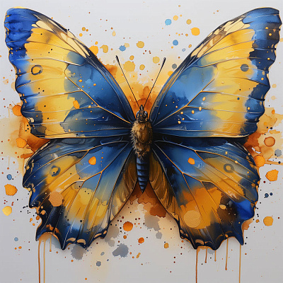Картина Сине-желтая бабочка 2 - Искусственый Интеллект 