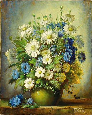 Картина Синие и белые весенние цветы - Картины на кухню 