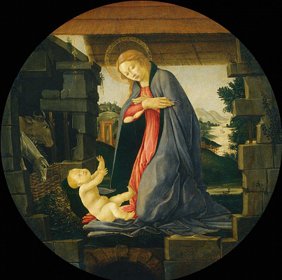 Картина Поклоніння Богоматері Немовляті Христу - Боттічеллі Сандро 