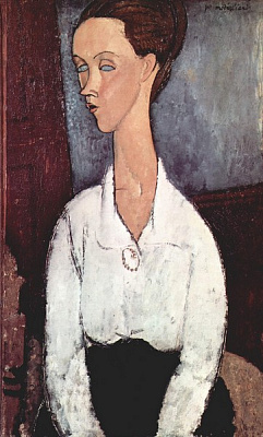 Картина Портрет Лунії Чеховської у білій блузці. - Модільяні Амедео 