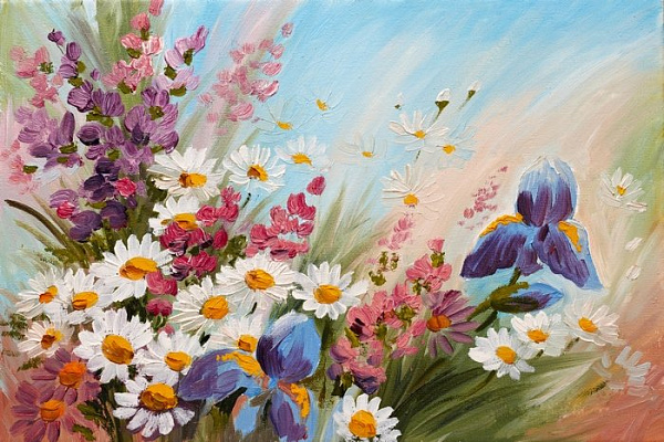 Картина Весенний букет с ромашками - Unknown Artist 