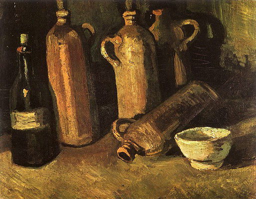 Картина Натюрморт с четырьмя каменными бутылками - Ван Гог Винсент 