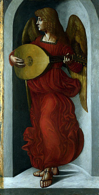 Картина Ангел у червоному з лютнем - Да Вінчі Леонардо 