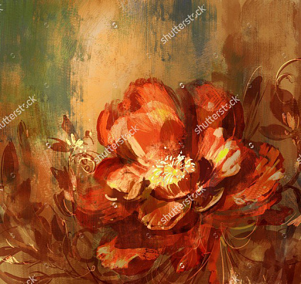 Картина Оранжевый цветок - Луатонг Тити 