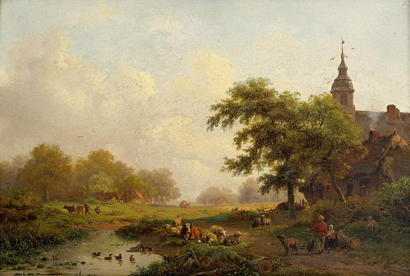 Картина Краєвид голландського села. - Пейзаж 