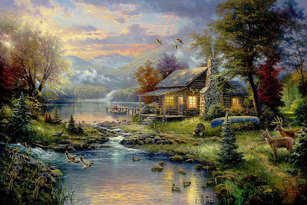 Картина Дом у озера - Кинкейд Томас 