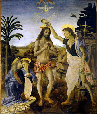Картина Крещение Господне - Да Винчи Леонардо 