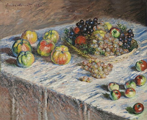 Картина Натюрморт с яблоками и виноградом  - Моне Клод 