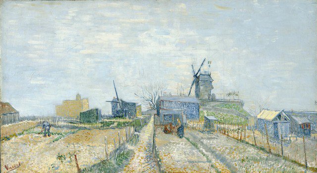 Картина Огороды и мельница на Монмартре - Ван Гог Винсент 