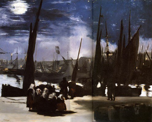 Картина Лунный свет в булонском порту - Мане Эдуард 