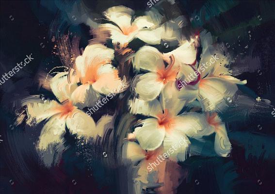 Картина Белые цветы - Луатонг Тити 