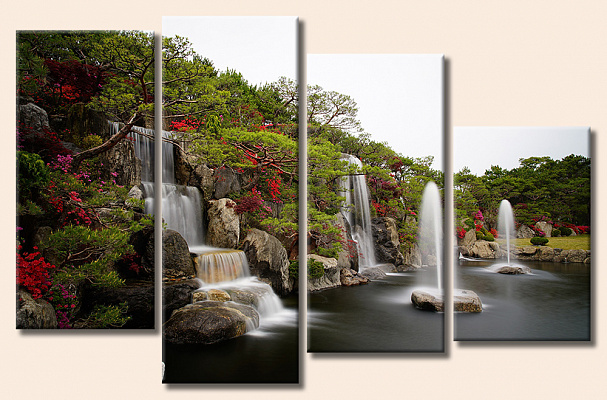 Картина Гейзеры и водопады - Из четырех частей 