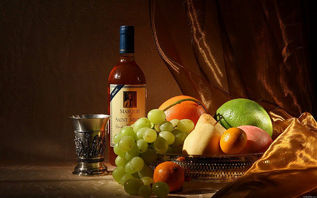 Картина Вино и фрукты - Еда-напитки 
