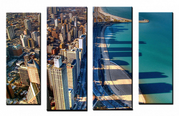 Картина Город на берегу океана - Из четырех частей 