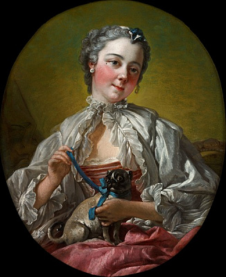 Картина Девушка с собачкой - Буше Франсуа 