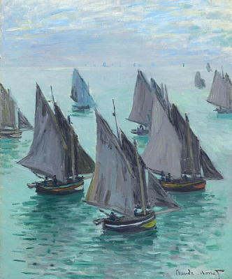 Картина Рыбацкие лодки, спокойное море - Моне Клод 