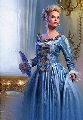 Картина Мадам в голубом - Женские старинные 