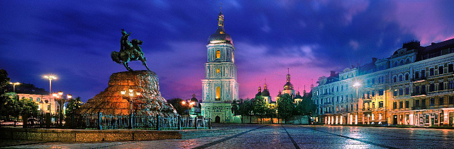 Картина Киев вечерний. Панорама - Город 