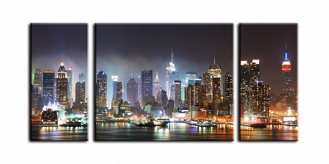 Картина Ночной Нью-Йорк - Из трех частей 