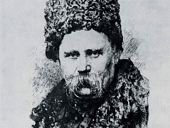 Тарас Шевченко в шапке в серых тонах