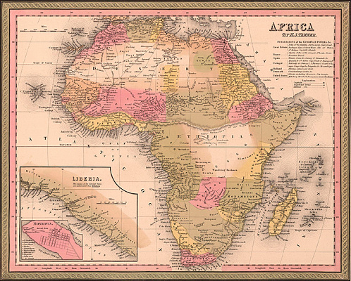 Картина Карта Африки 1849г - Карти на стіну 
