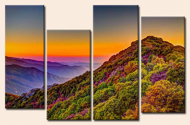 Картина Разноцветный пейзаж - Из четырех частей 