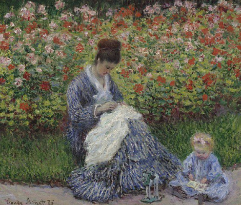 Картина Каміль Моне та дитина в саду художника - Моне Клод 