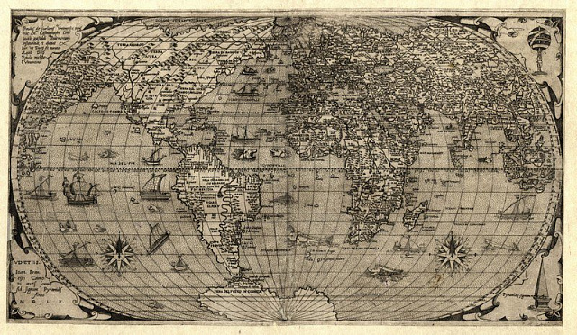 Картина Развернутая карта мира - Карты на стену 