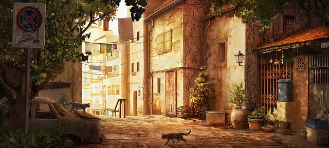 Картина Двор в старом городе - Город 