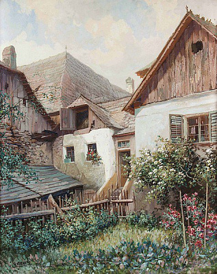Картина Домики в Альпах - Флиер Карл 