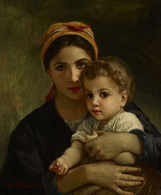 Картина Молодая девушка и ребенок - Бугро Уильям-Адольф 