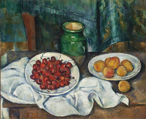 Картина Натюрморт с черешней и персиками - Сезанн Поль 