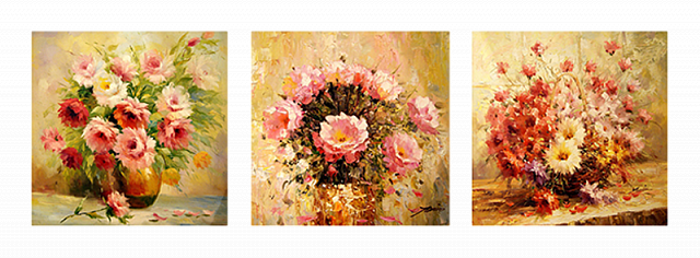 Картина Букеты цветов 2. Триптих - Квадратные 