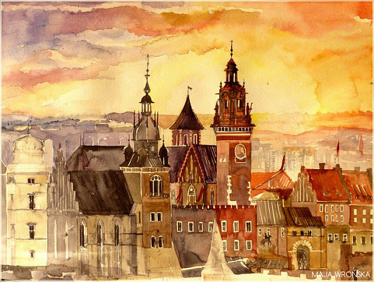 Картина Майя Вронска - Краков - Акварели 