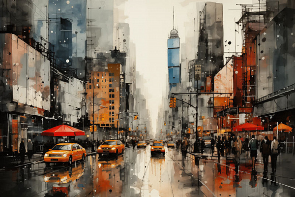 Картина Вид вулиці Нью Йорка - Штучний Інтелект 