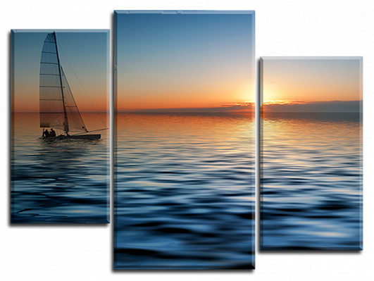 Картина Яхта на заході сонця 5 - З трьох частин 
