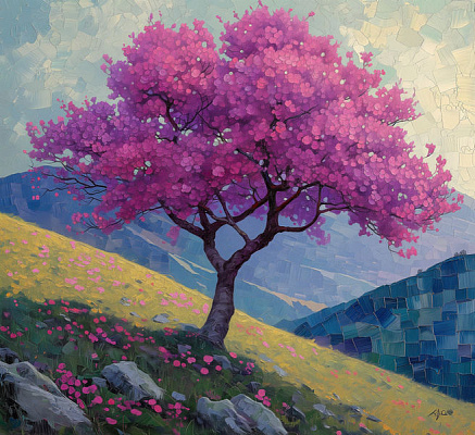 Картина Фиолетовое дерево - Штучний Інтелект 
