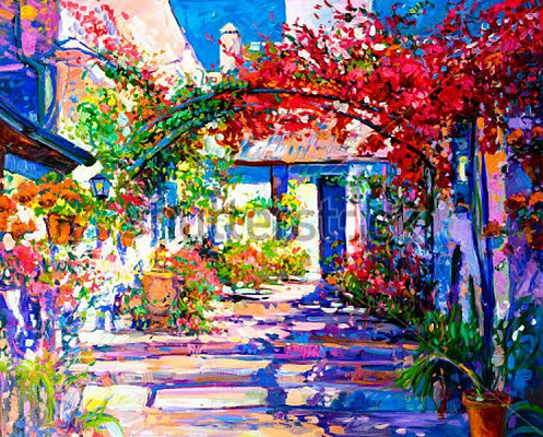 Картина Цветущий дворик - Николов Ивайло  