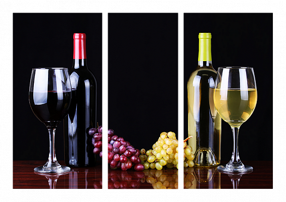 Картина Вино та виноград - З трьох частин 