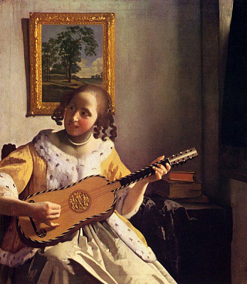Картина Девушка, играющая на гитаре  - Вермеер Ян 
