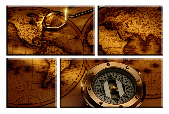 Картина Карта путешественника - Из четырех частей 