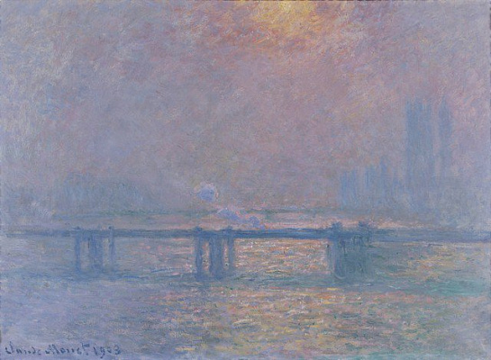 Картина Обуглившийся мост через Темзу - Моне Клод 