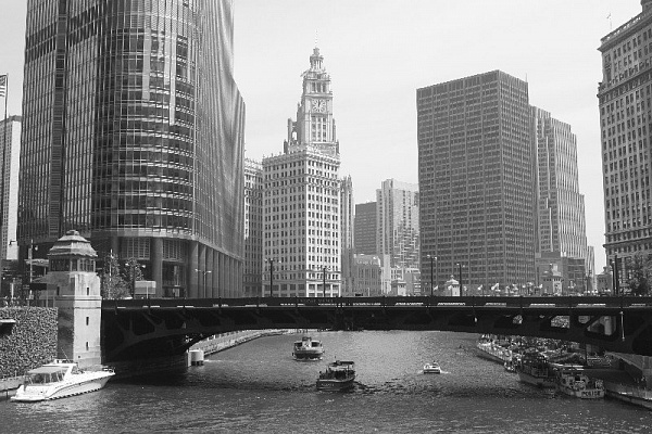 Картина Мост в Чикаго - Черно-белое 