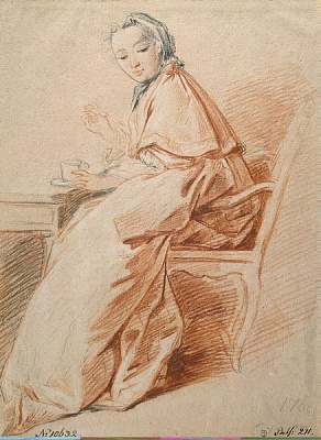 Картина Жінка сидить у кріслі - Буше Франсуа 