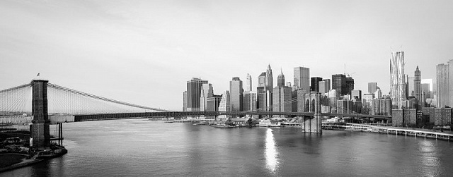 Картина Бруклинский мост в Нью-Йорке - Черно-белое 