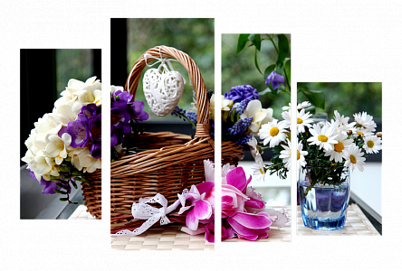 Корзинка с цветами и сердцем