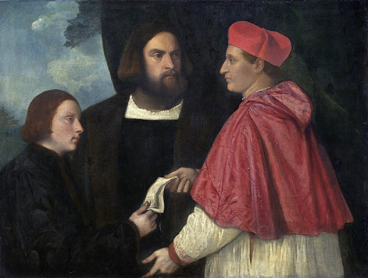 Картина Тициан с подмастерьями. Джироламо и кардинал Марко - Вечеллио Тициан 