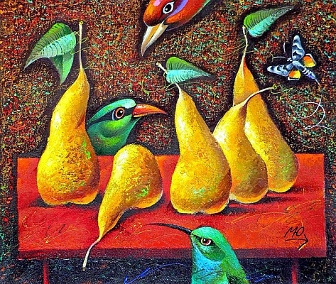 Картина птахи та фрукти - Картины на кухню 